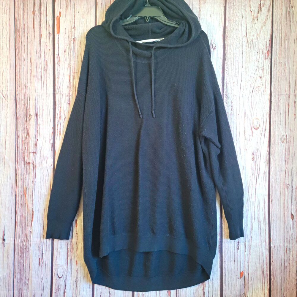 Athleta Womens XL Black Pullover Hoodie Drawstring Logo RN#54023 Oversized
